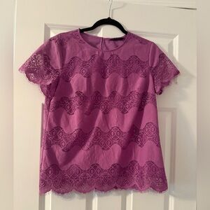 Banana Republic | Lilac Lace Striped Short Sleeve Top | Size S